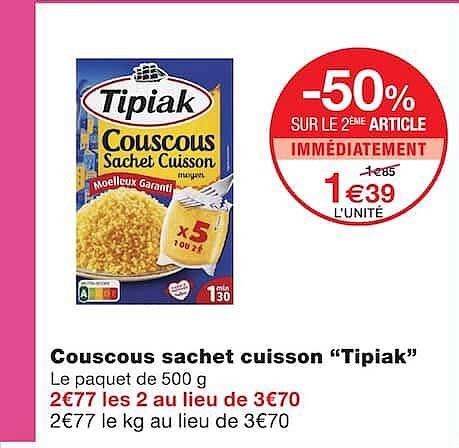 -50% SUR LE 2ÈME ARTICLE IMMÉDIATEMENT