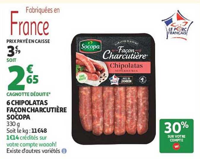 6 CHIPOLATAS FAÇON CHARCUTIÈRE SOCOPA
