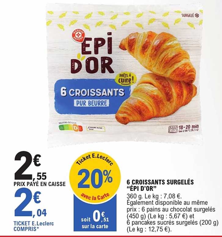 6 CROISSANTS SURGELÉS “EPI D’OR”