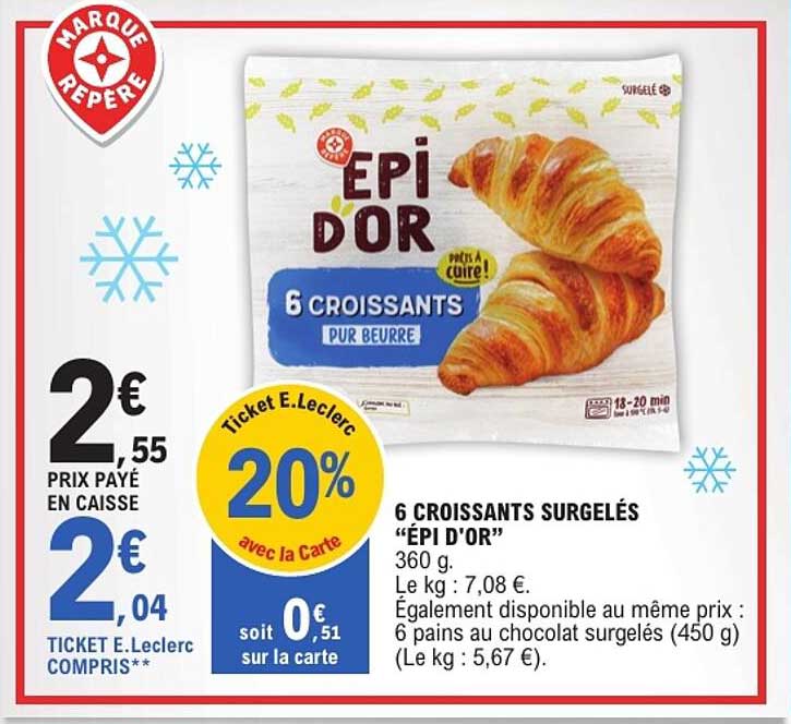 6 CROISSANTS SURGELÉS “ÉPI D’OR”
