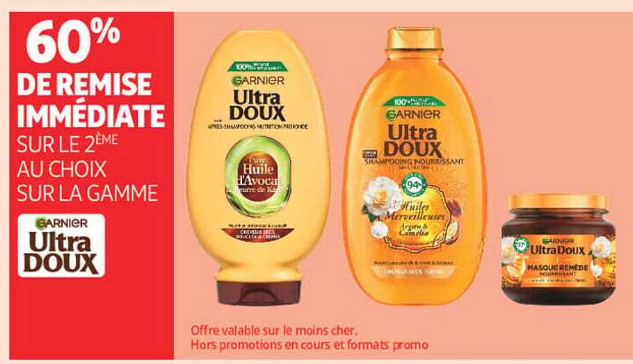 60% DE REMISE IMMÉDIATE SUR LE 2ÈME AU CHOIX SUR LA GAMME GARNIER ULTRA DOUX