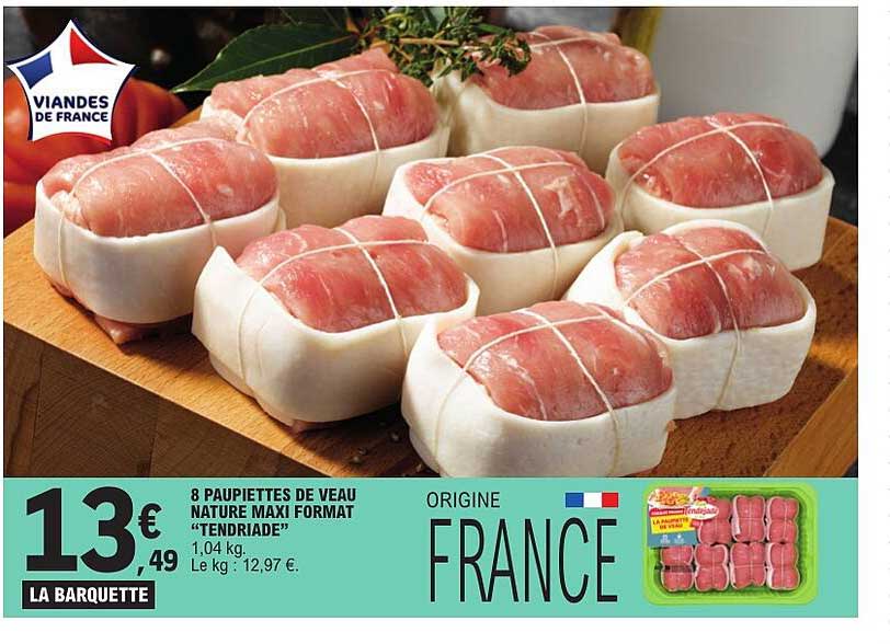 8 PAUPIETTES DE VEAU NATURE MAXI FORMAT "TENDRIADE"
