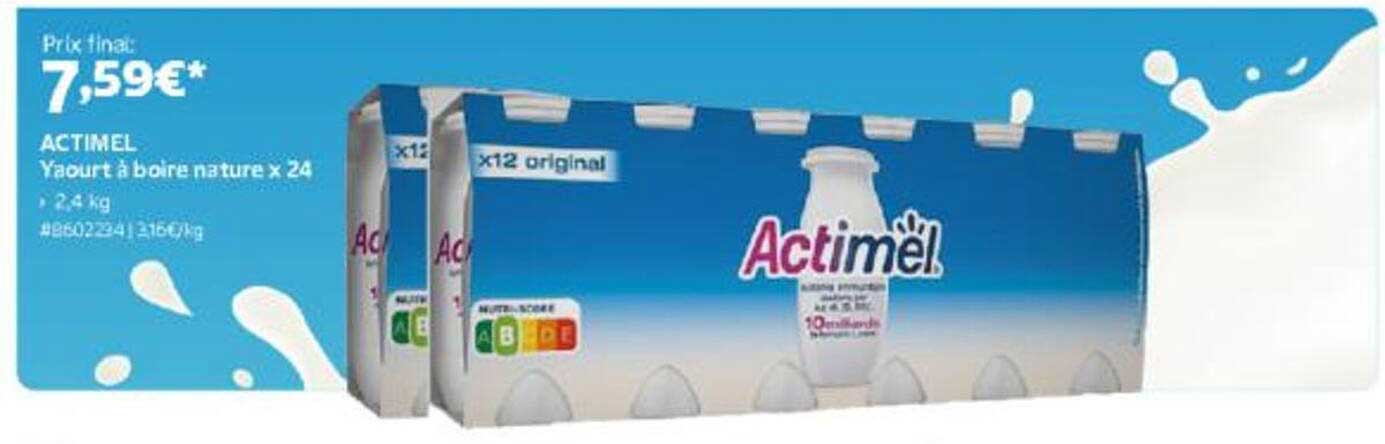 ACTIMEL Yaourt à boire nature x 24