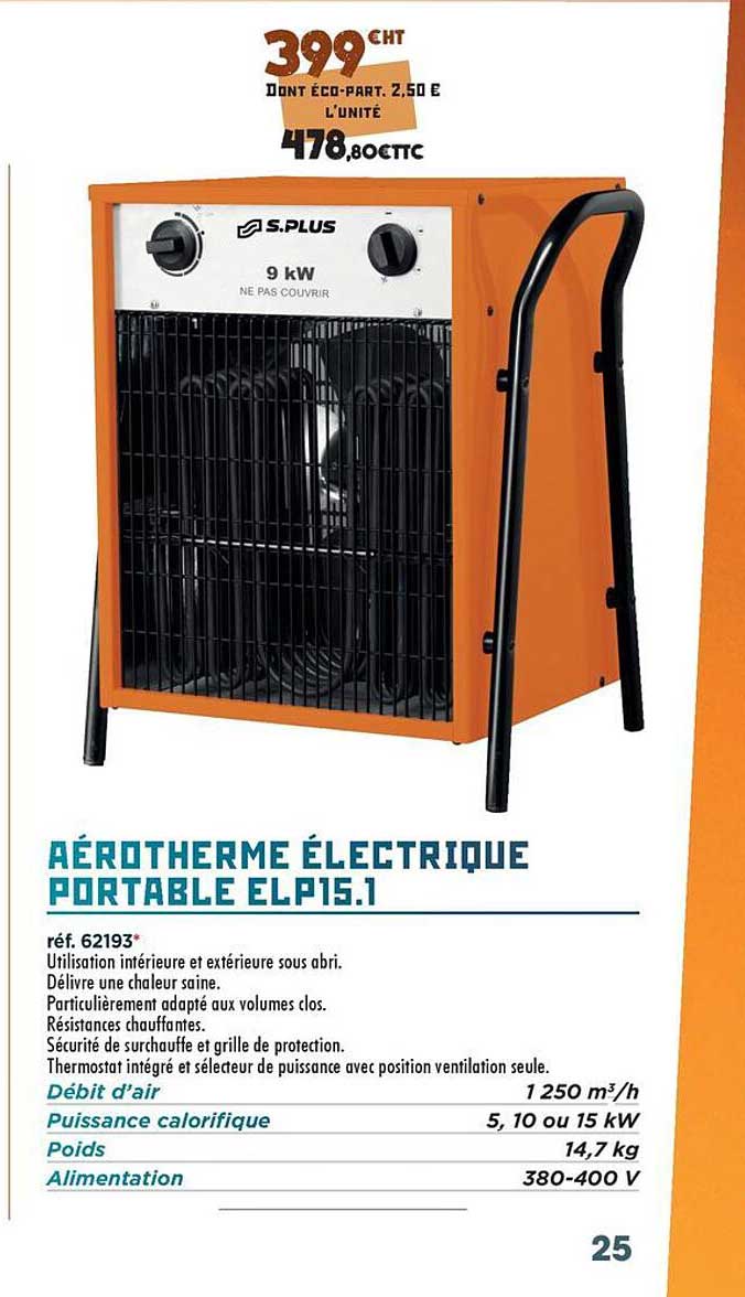 AÉROTHERME ÉLECTRIQUE PORTABLE ELP15.1