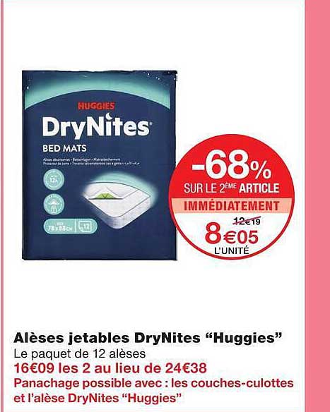 Alèses jetables DryNites “Huggies”