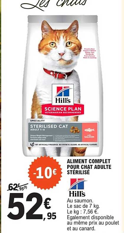 ALIMENT COMPLET POUR CHAT ADULTE STÉRILISÉ