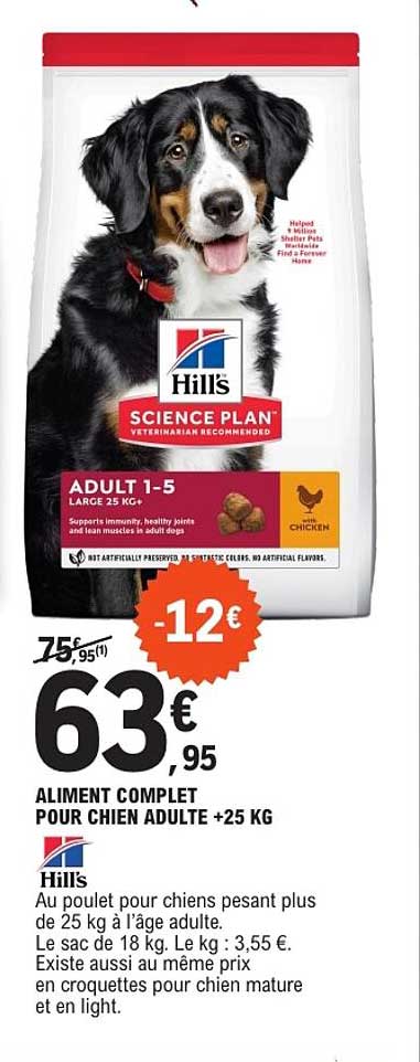 ALIMENT COMPLET POUR CHIEN ADULTE +25 KG