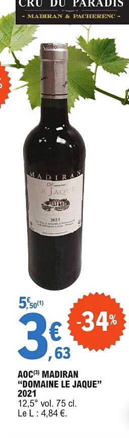 AOC MADIRAN "DOMAINE LE JAQUE" 2021