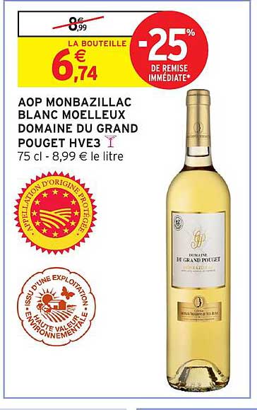 AOP MONBAZILLAC BLANC MOELLEUX DOMAINE DU GRAND POUGET HVE3