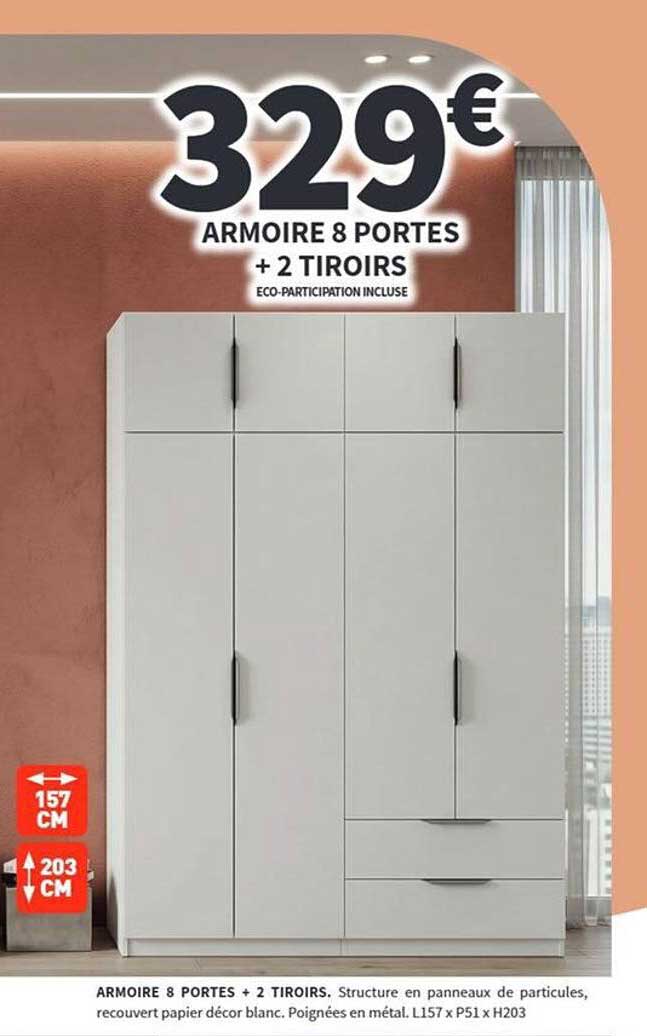 ARMOIRE 8 PORTES + 2 TIROIRS