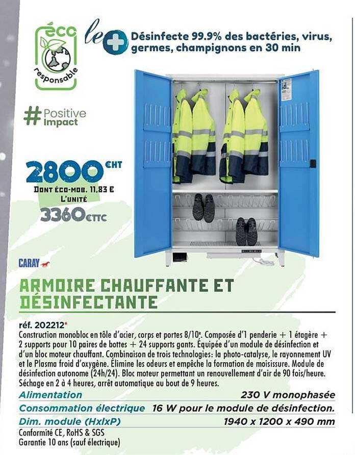 ARMOIRE CHAUFFANTE ET DÉSINFECTANTE