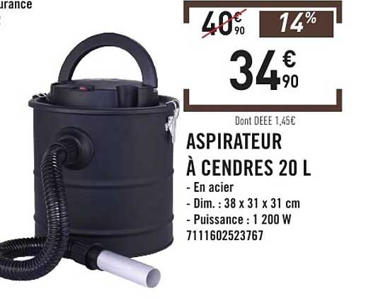 ASPIRATEUR À CENDRES 20 L