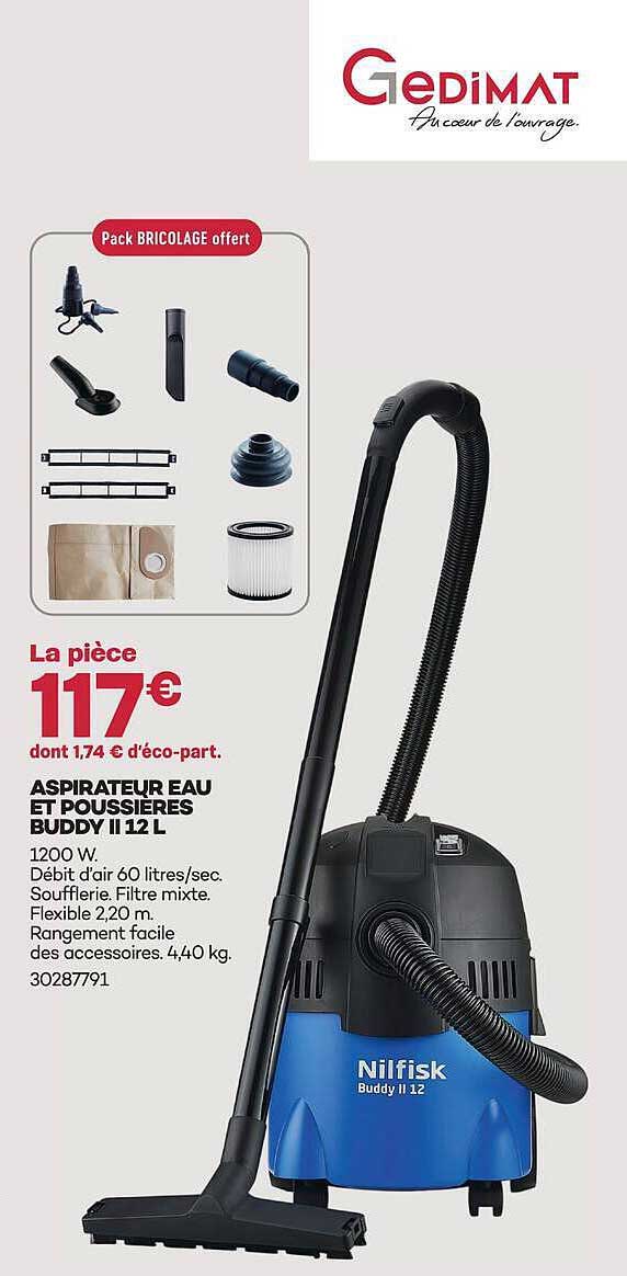 ASPIRATEUR EAU ET POUSSIERES BUDDY II 12 L