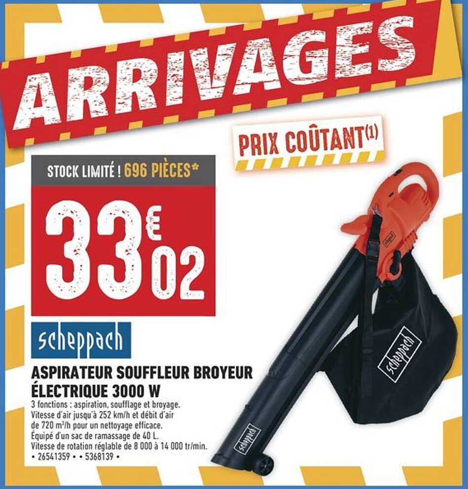 Aspirateur souffleur broyeur électrique 3000 W