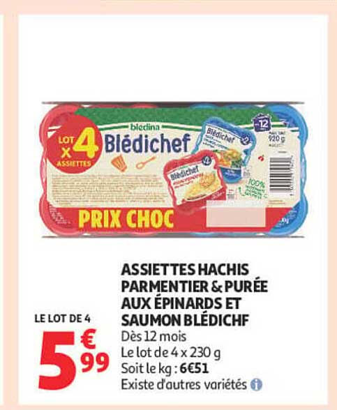 ASSIETTES HACHIS PARMENTIER & PURÉE AUX ÉPINARDS ET SAUMON BLÉDICHEF
