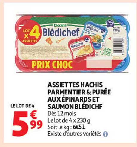 ASSIETTES HACHIS PARMENTIER & PURÉE AUX ÉPINARDS ET SAUMON BLÉDICHF