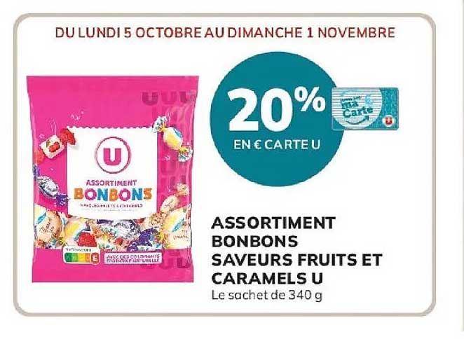 ASSORTIMENT BONBONS SAVEURS FRUITS ET CARAMELS U