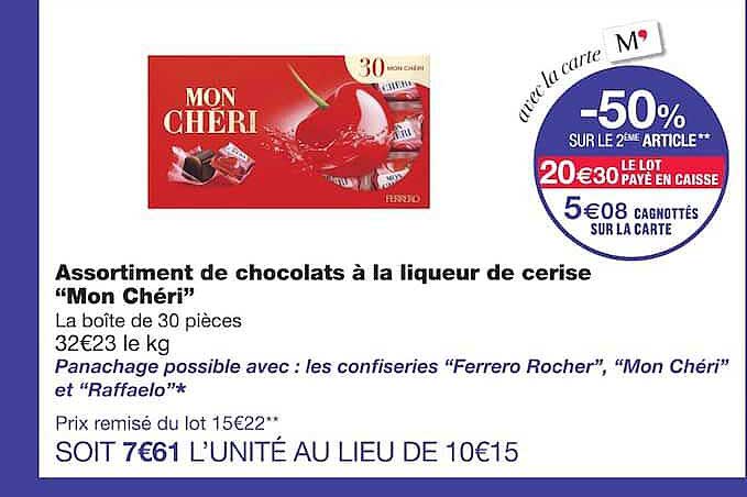 Assortiment de chocolats à la liqueur de cerise “Mon Chéri”