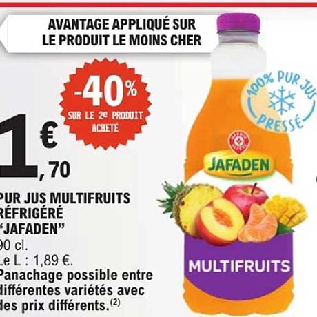 AVANTAGE APPLIQUÉ SUR LE PRODUIT LE MOINS CHER