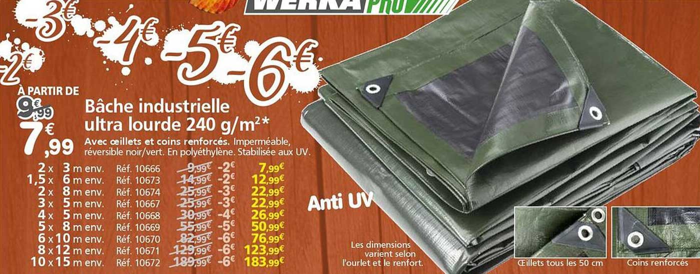 Bâche industrielle ultra lourde 240 g/m²*