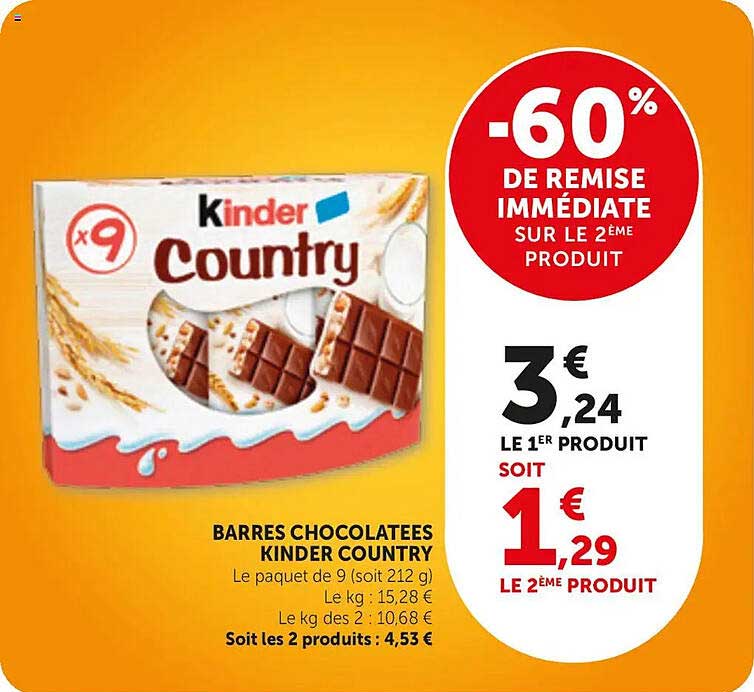 BARRES CHOCOLATEES KINDER COUNTRY