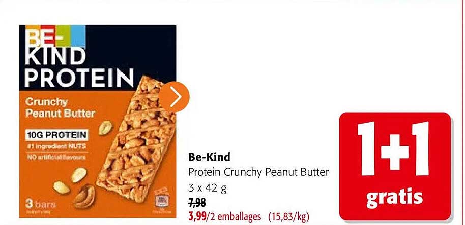 Be-Kind Protein Crunchy Peanut Butter 3 x 42 g
