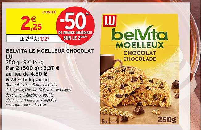 BELVITA LE MOELLEUX CHOCOLAT LU