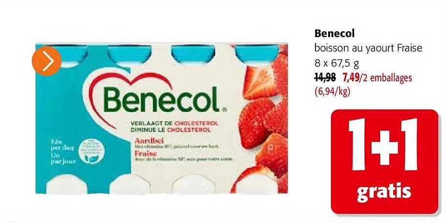 Benecol boisson au yaourt Fraise 8 x 67,5 g