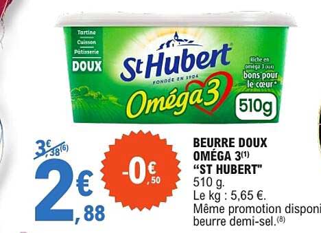 BEURRE DOUX OMEGA 3 "ST HUBERT" 510 g.