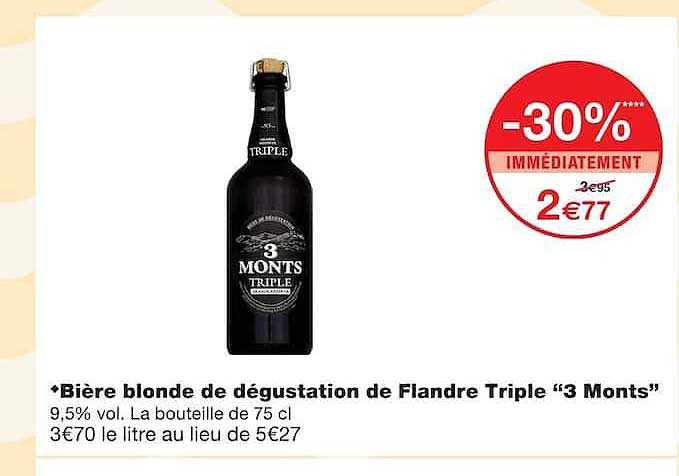 Bière blonde de dégustation de Flandre Triple “3 Monts”
