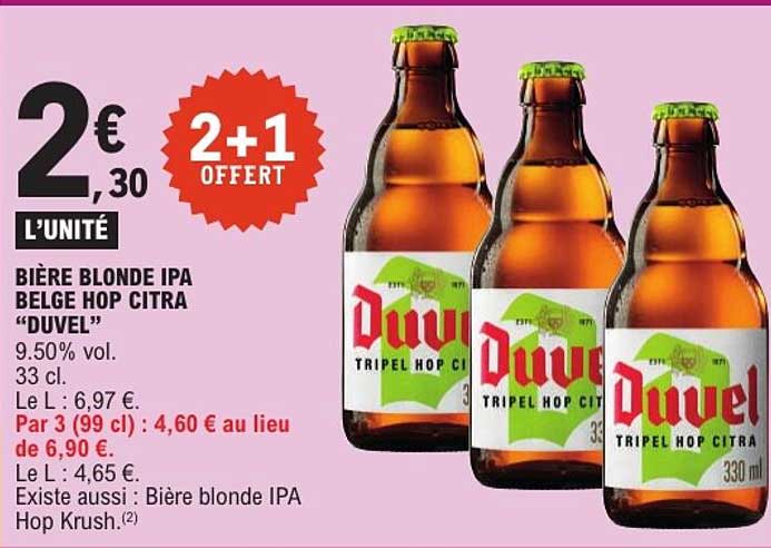 BIÈRE BLONDE IPA BELGE HOP CITRA “DUVEL”