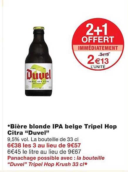Bière blonde IPA belge Tripel Hop Citra “Duvel”
