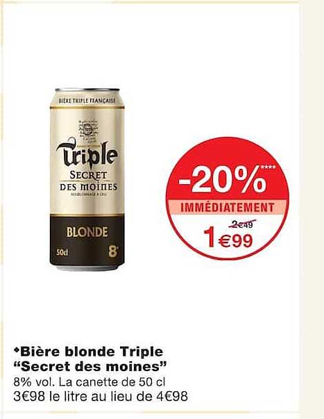 Bière blonde Triple “Secret des moines”
