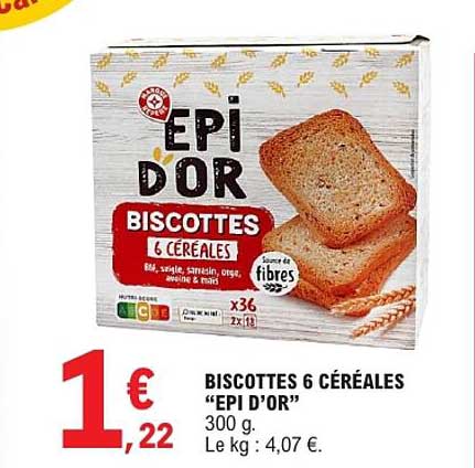 BISCOTTES 6 CÉRÉALES “EPI D’OR”