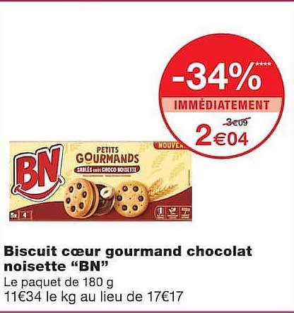 Biscuit cœur gourmand chocolat noisette “BN”