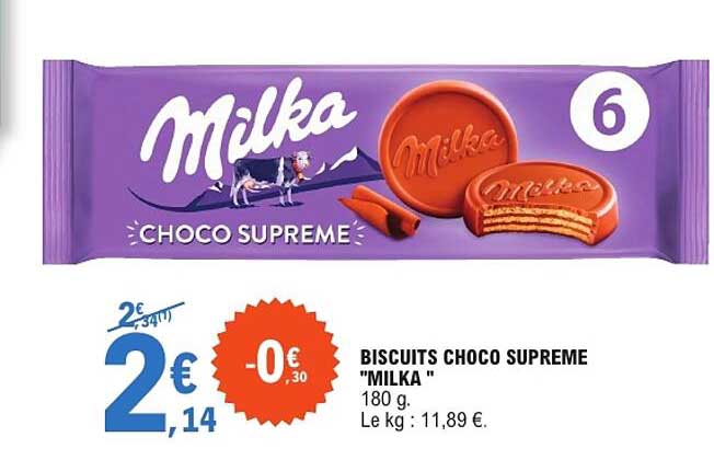 BISCUITS CHOCO SUPREME "MILKA " 180 g.