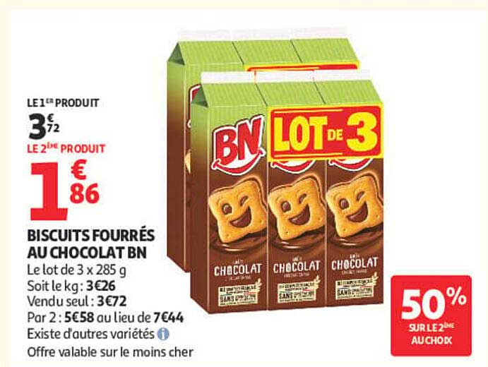 BISCUITS FOURRÉS AU CHOCOLAT BN