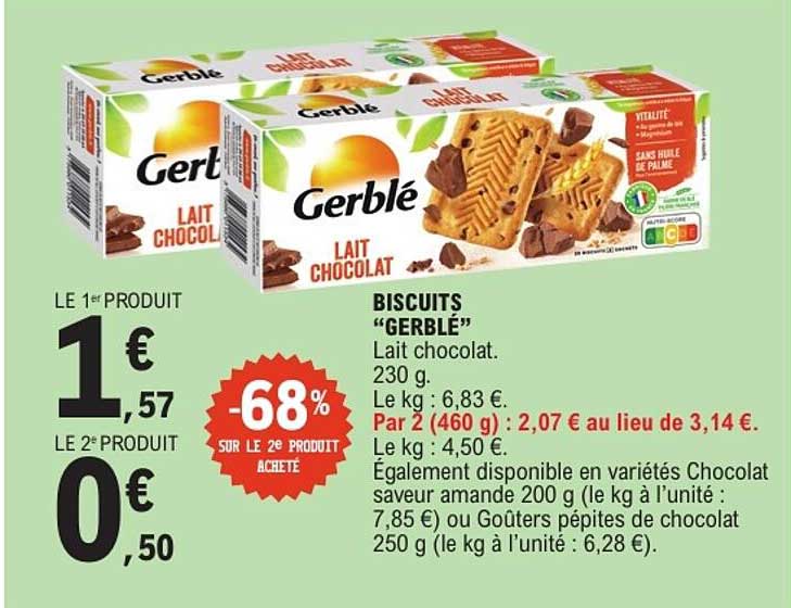 BISCUITS “GERBLÉ” Lait chocolat.