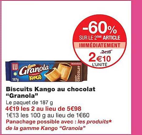 Biscuits Kango au chocolat “Granola”