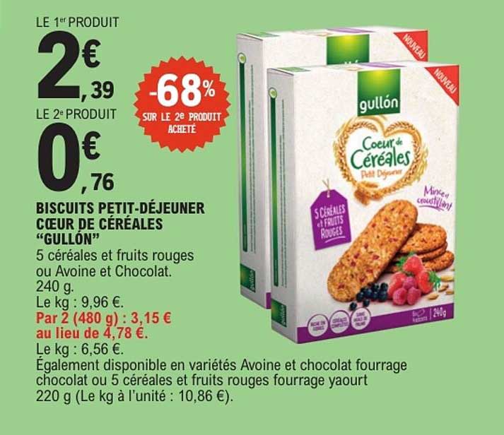 BISCUITS PETIT-DÉJEUNER CŒUR DE CÉRÉALES “GULLÓN”