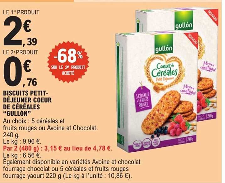 BISCUITS PETIT-DÉJEUNER COEUR DE CÉRÉALES “GULLÓN”