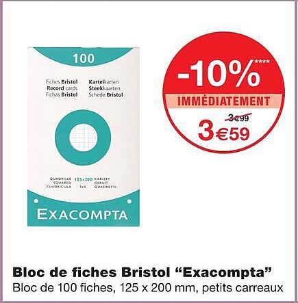 Bloc de fiches Bristol “Exacompta”