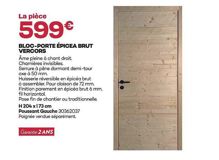 BLOC-PORTE ÉPICÉA BRUT VERCORS