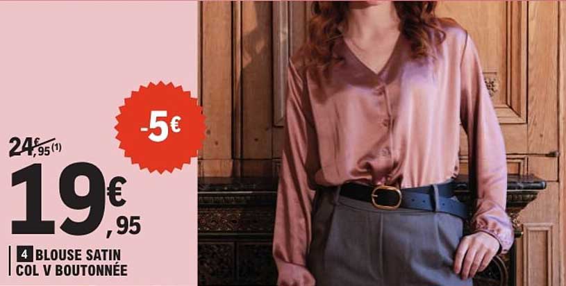BLOUSE SATIN COL V BOUTONNÉE