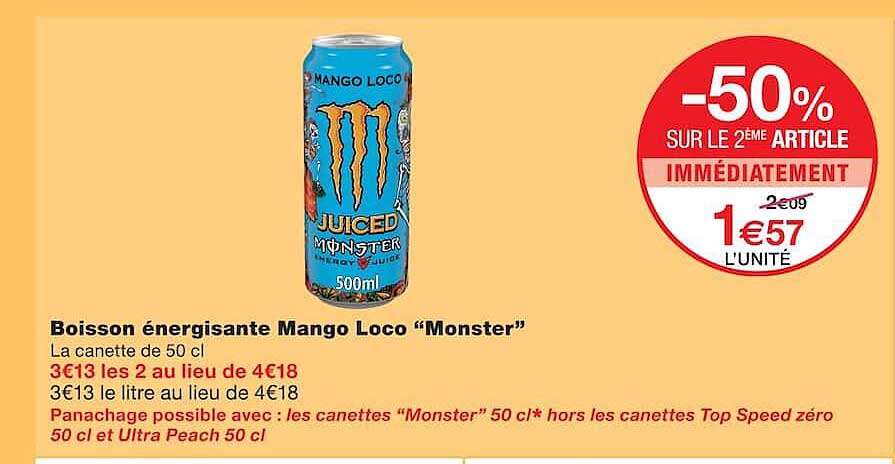 Boisson énergisante Mango Loco “Monster”