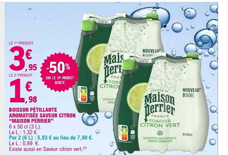 BOISSON PÉTILLANTE AROMATISÉE SAVEUR CITRON “MAISON PERRIER”