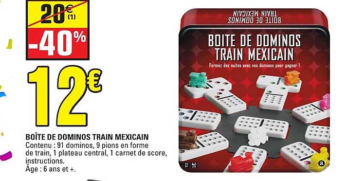 BOITE DE DOMINOS TRAIN MEXICAIN