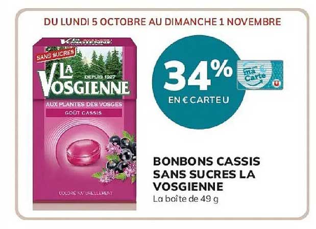 BONBONS CASSIS SANS SUCRES LA VOSGIENNE