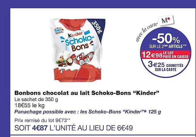 Bonbons chocolat au lait Schoko-Bons “Kinder”