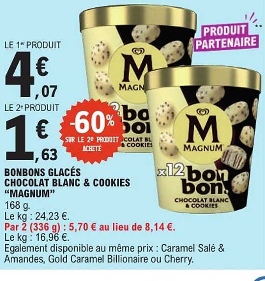BONBONS GLACÉS CHOCOLAT BLANC & COOKIES “MAGNUM”